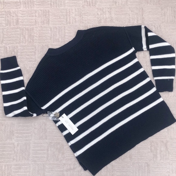 NEW Rachel Zoe Navy White Striped Knit Pullover Sweater - Picture 10 of 14